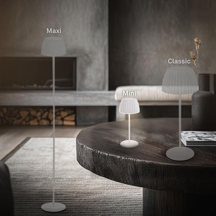 Produktbild Briloner Brilo unplugged RIFFLE Akku Mini Tischleuchte mit Lichtkante - Weiss (150 lm)