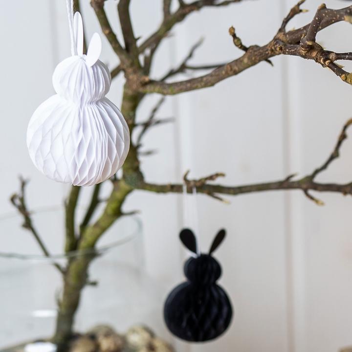 Image du produit Papierdrachen 8 lapins de Pâques en papier de soie noir et blanc - Set 05 (8x)