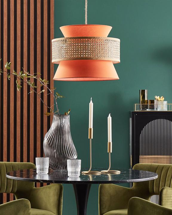 Produktbild Beliani Hängelampe korallenrot / natürlich LUYANO (E27)