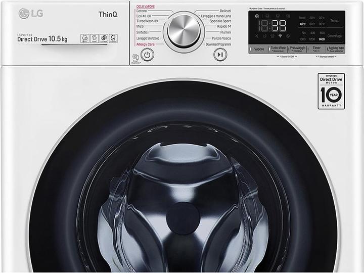 Actual product image LG F4WV710S1E AIDD Intelligent Washing Machine 10,5kg Steam TurboWash 360 1400rpm Front Load (10.50 kg, Left)