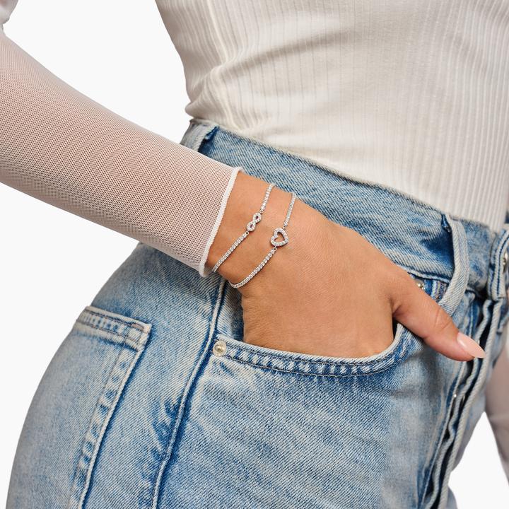 Immagine prodotto Thomas Sabo Bracciale tennis Infinity con pietre bianche in argento (19 cm, Argento 925 riciclato)