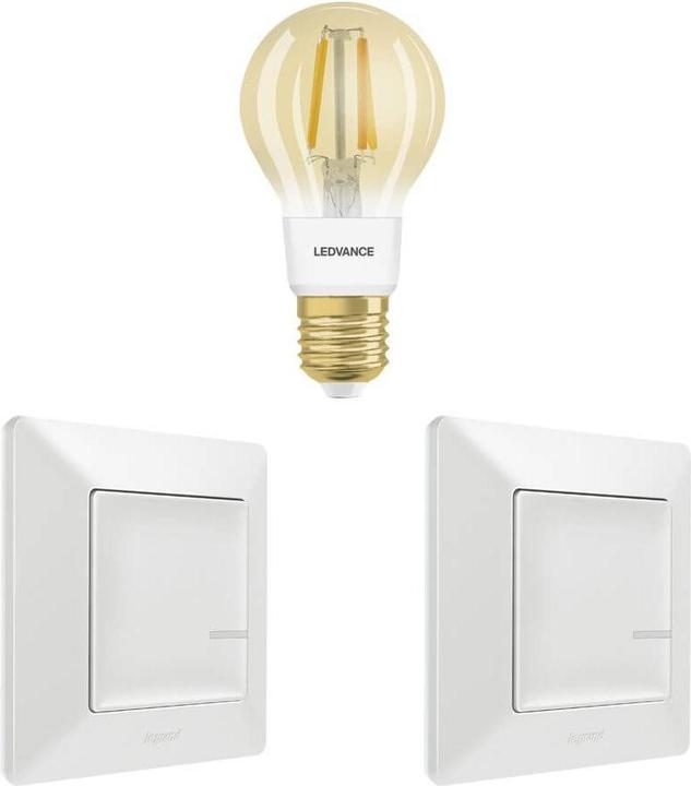 Actual product image Legrand Smart Lighting with Netatmo extension kit: 2x wall-mounted transmitter UW, light bulb Vintage 199322