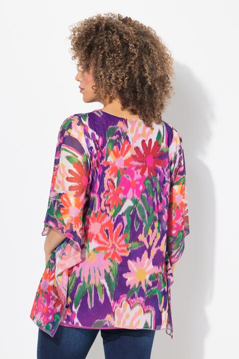 Image du produit Ulla Popken Blouse doublée oversize, col rond et manches courtes (54)