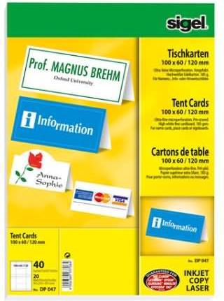 Actual product image Sigel Place cards (A4, 20x, 185 g/m²)