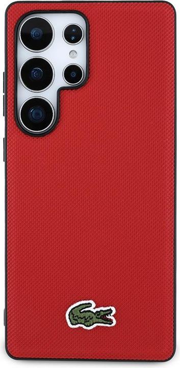 Productafbeelding Lacoste Case Iconic Petit Pique Woven Logo MagSafe to Samsung Galaxy S25 Ultra red (Samsung Galaxy S25 Ultra)