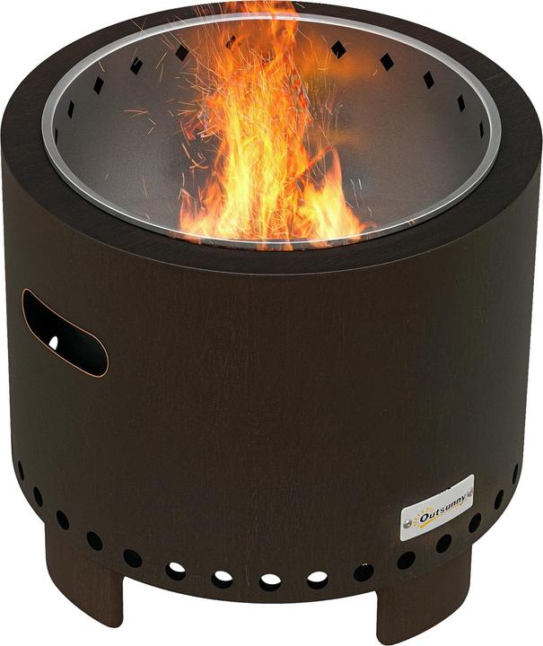 Outsunny Feuerschale Metall, Edelstahl Schwarz (45 cm)