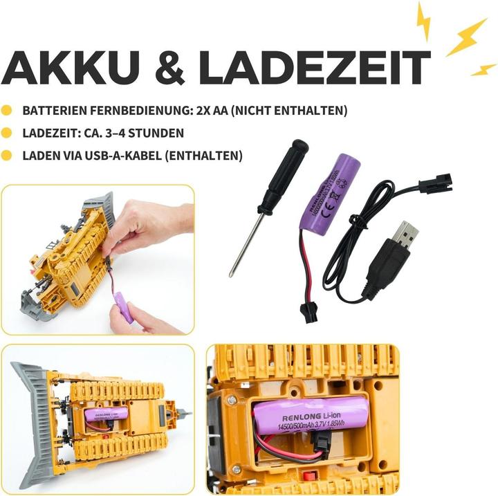 Actual product image Hermex Ferngesteuerter Bulldozer Planierraupe Baufahrzeug Spielzeug 1:24