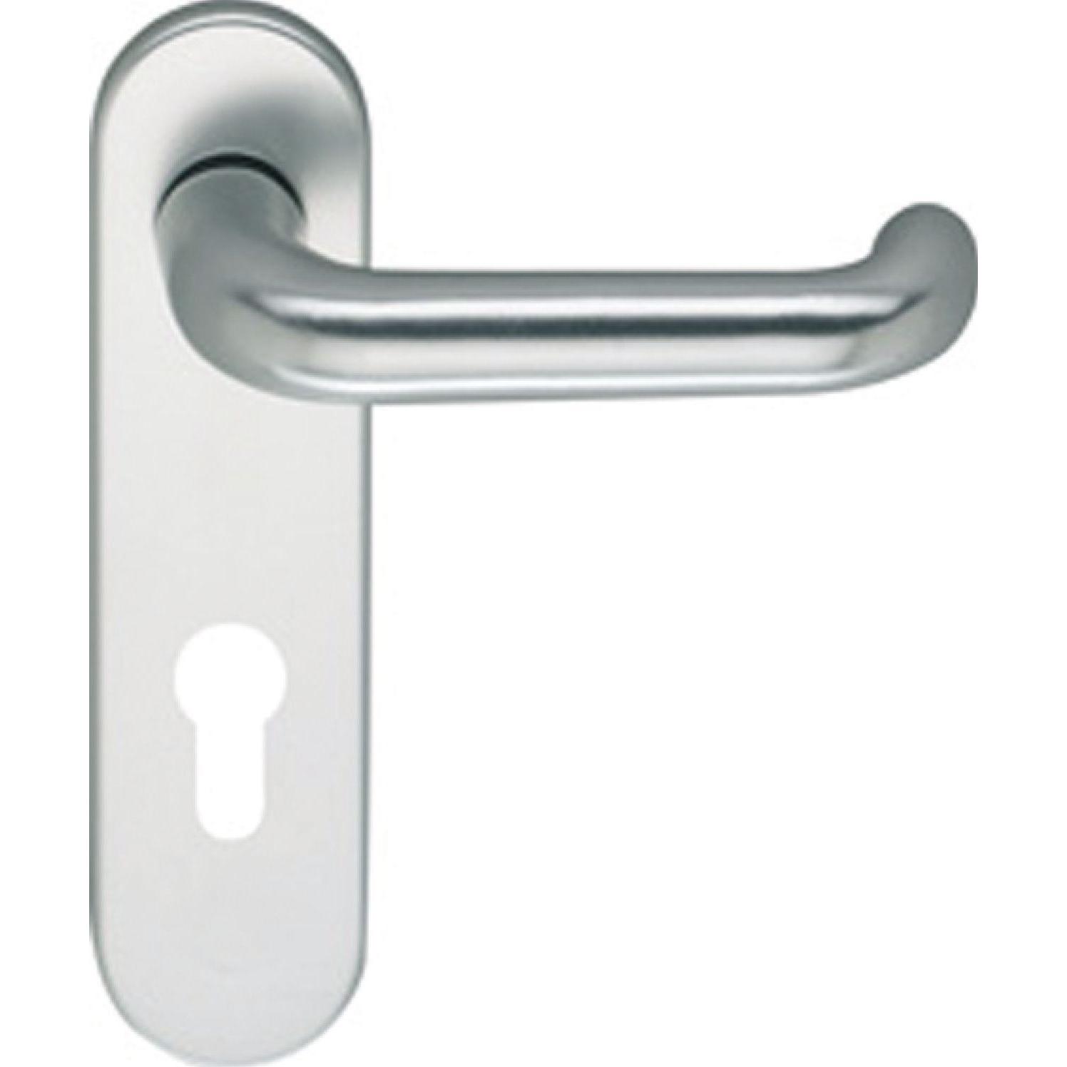 ECO, Türgriff + Fenstergriff, D 110 Drückerlochteil (Türklinke) mit Kurzschild PZ 72, silber eloxiert (Türgriff)