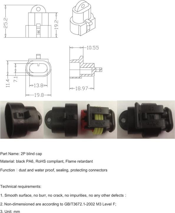 Actual product image Kalitec 10 Stück KALI-0092 Superseal wasserdichter Blindstecker Blindkappe 2-polig mit geschlossener Kammer