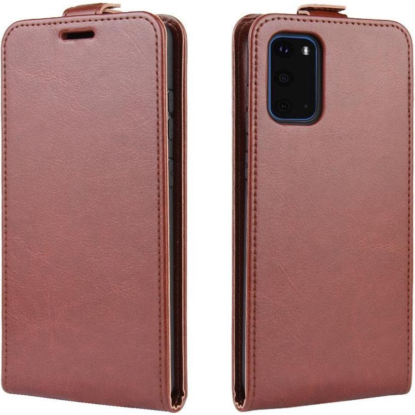 Cover-Discount Galaxy S20 - Klassisches Leder Flip Case vertikal braun (Samsung Galaxy S20), Smartphone Hülle, Braun