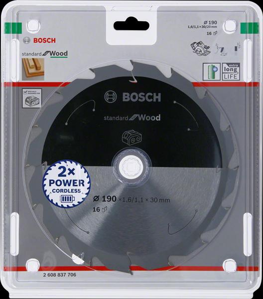 Productafbeelding Bosch Professional Zubehör Cirkelzaagblad Standaard voor hout, 190x1,6/1,1x30,16 tanden