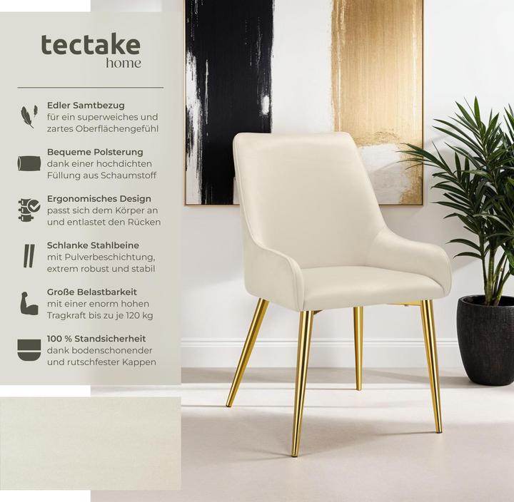 Produktbild tectake Polsterstuhl Avane, Samtoptik, Belastbarkeit 120 kg