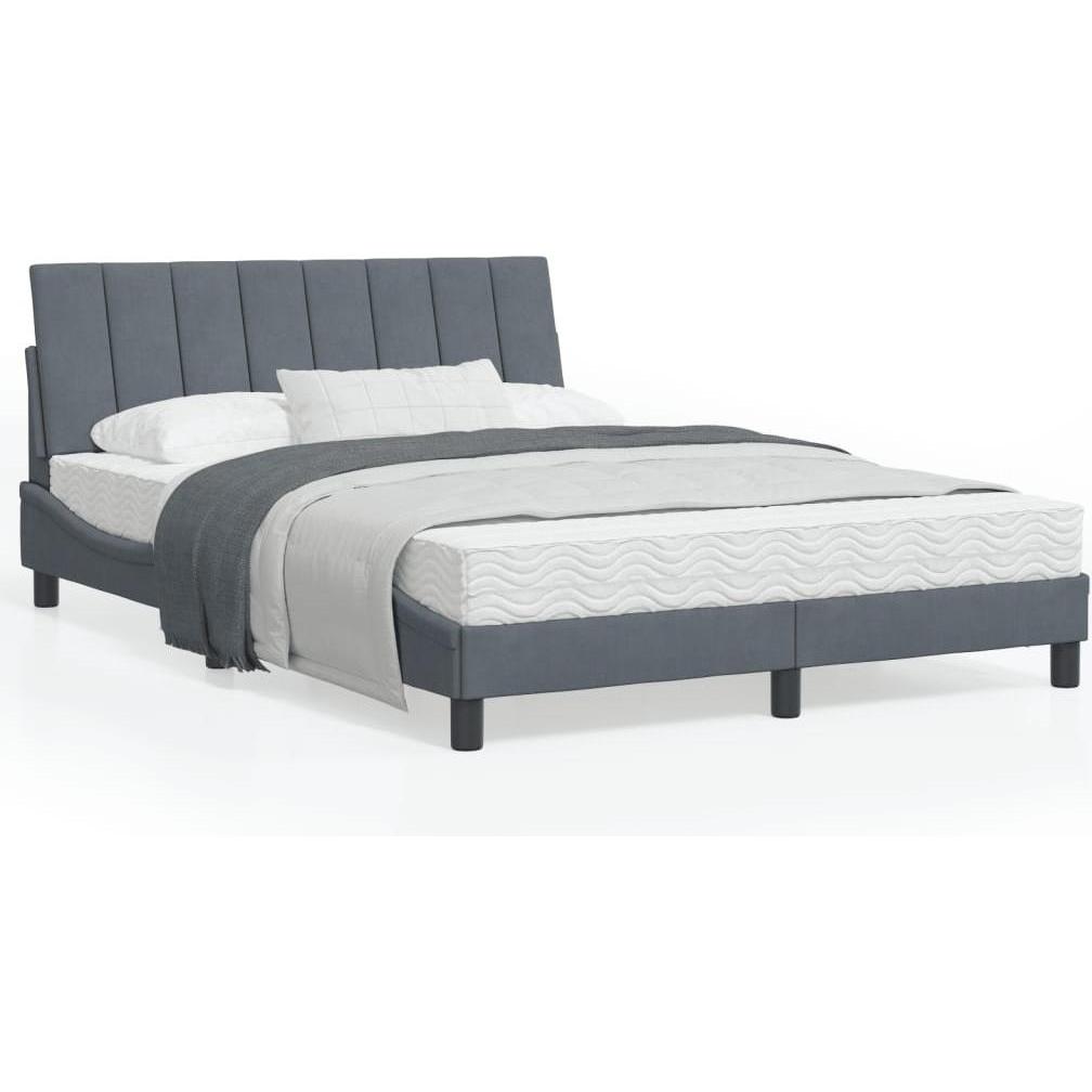 VidaXL, Bett, Bettgestell mit LED-Leuchten Samt (140 x 200 cm)