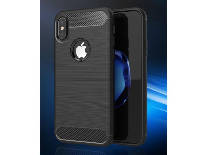 Actual product image Screenguard Apple iPhone XS Case Carbon Brushed Soft TPU (Apple iPhone XS)