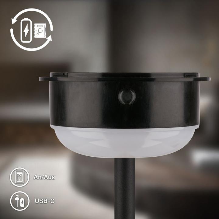 Image du produit Briloner Brilo unplugged BOOHA Akku Tischleuchte mit Lochblech - Beige, Anthrazit (300 lm)