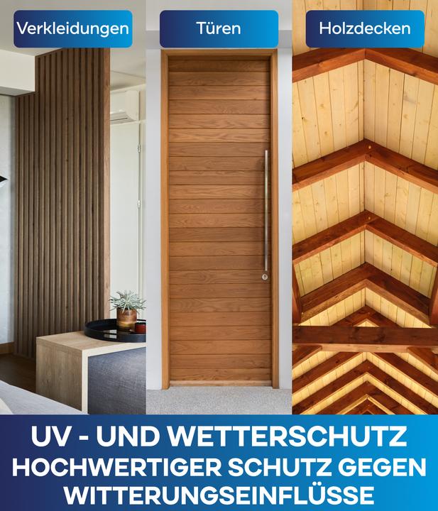 Produktbild Plid Holzlasur 1,5l, für ca. 20m² + Lasurpinselset 3 tlg. / Holzschutzlasur (Kiefer, 1.50 l)