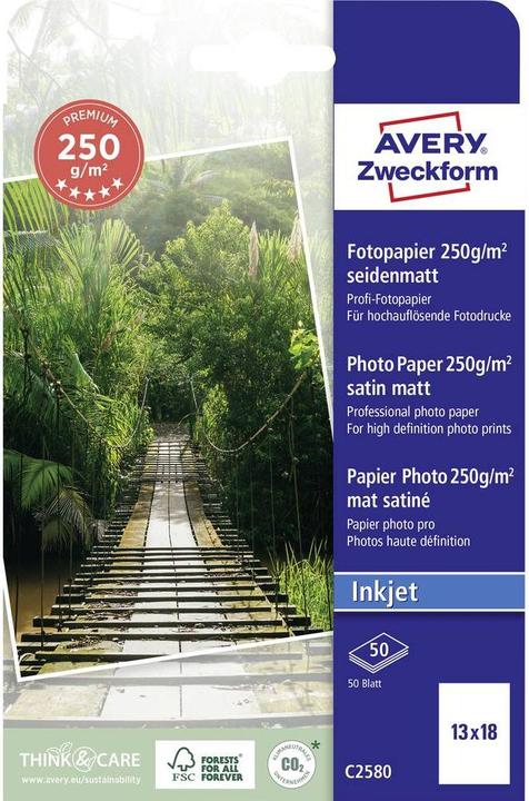 Avery Papier photo jet d'encre premium (250 g/m², 13 x 18 cm, 50 x)