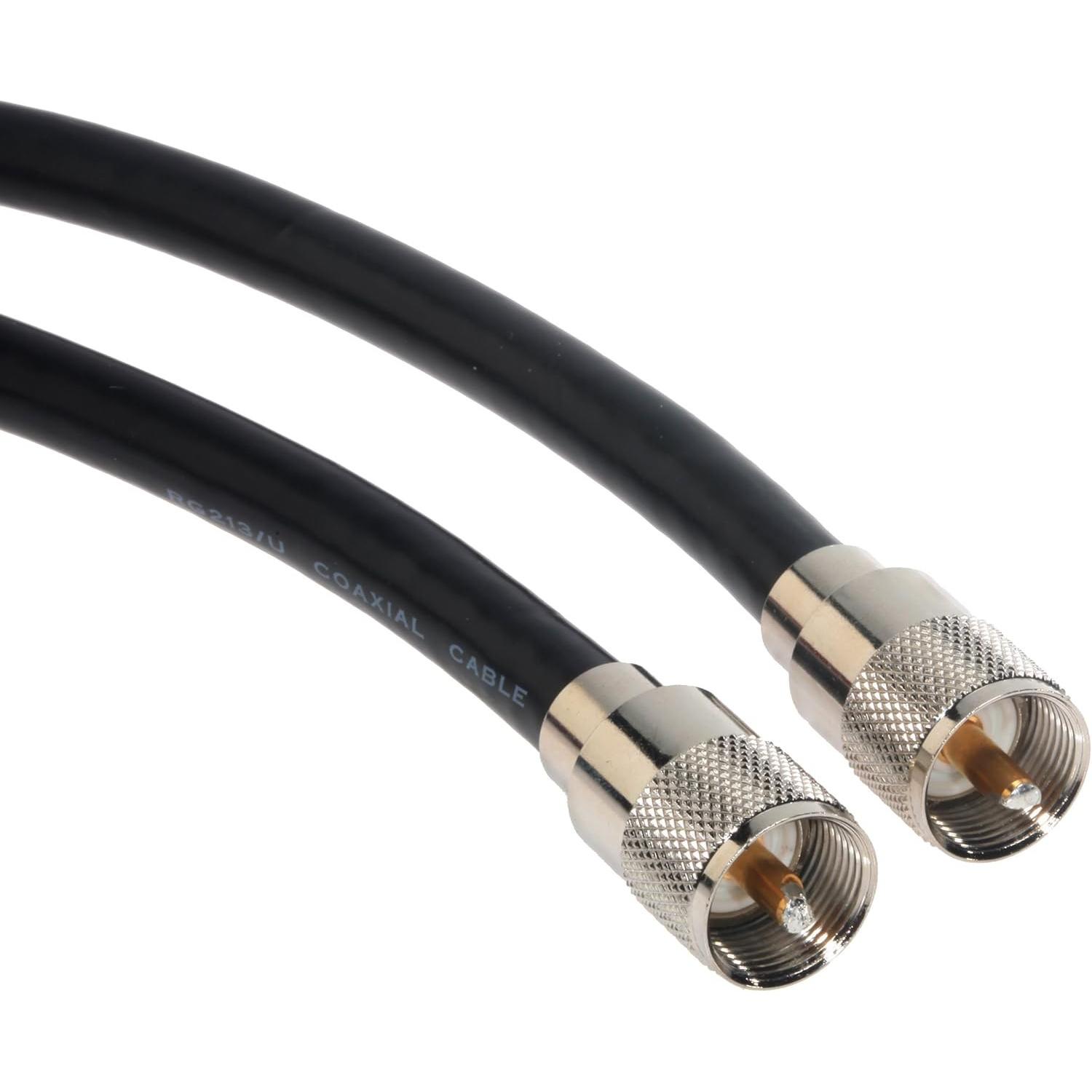 Amphenol CO-213UHFMX20-050 Black RG213 UHF PL-259 Coaxial Cable, 50 Ohm, Male to Male, 50 (Cavi antenna), Cavo antenna