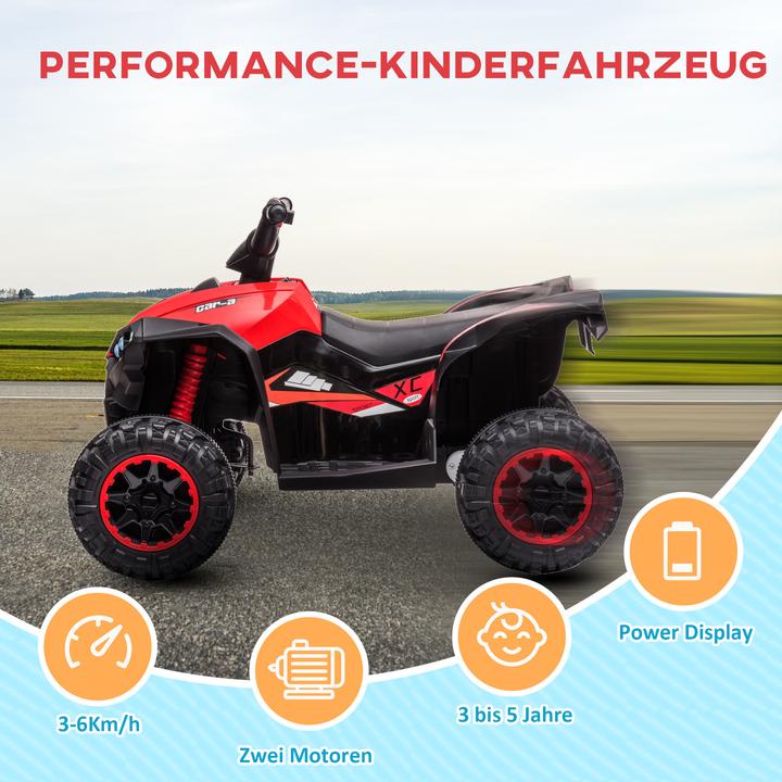 Image du produit Homcom Elektro-Quad Kunststoff, Metall Schwarz+Rot (12 V)