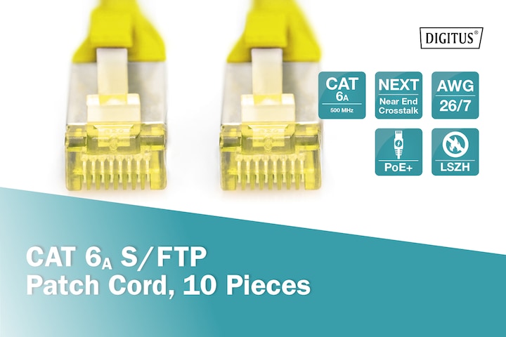 Produktbild Digitus CAT 6A S/FTP Patchkabel, 10 Stück (S/FTP, CAT6a, 1 m)
