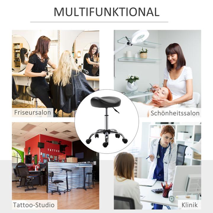 Actual product image Homcom Rollhocker Kunstleder, Stahl Schwarz (54 - 69 cm)