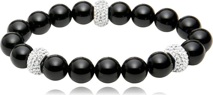 Immagine prodotto Leyda Bracciale in onice con argento e zirconi (18 cm, Argento 925, Pietra, pietra sintetica)