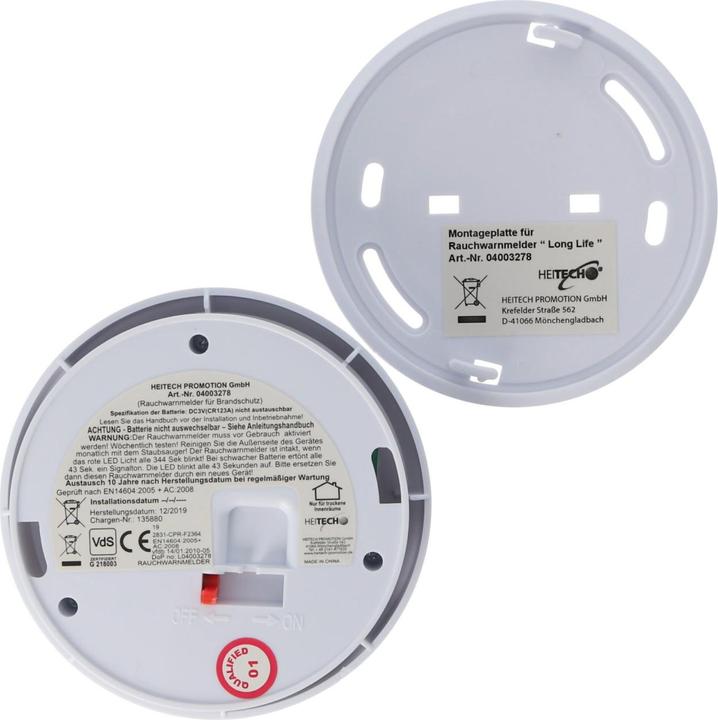 Produktbild Heitech Rauchmelder Long life inkl. Lithium Batterie 85dB