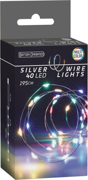 Câble lumineux à LED, fil d'argent, 195 cm - couleur (1.95 m)