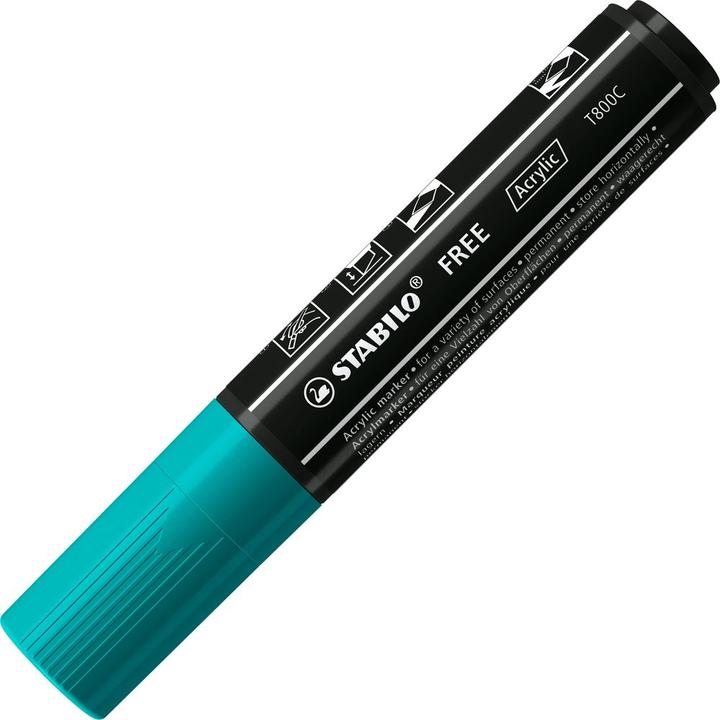 Image du produit STABILO Marqueur acrylique - FREE Acrylic - T800C wedge tip 4-10mm - single pencil - bleu-vert (1x)