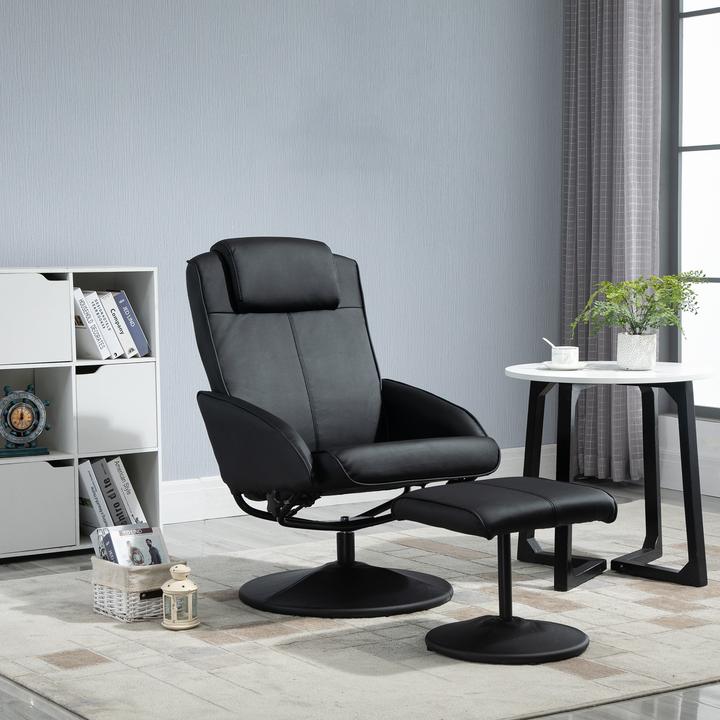 Actual product image Homcom Relaxsessel mit Hocker Kunstleder Schwarz