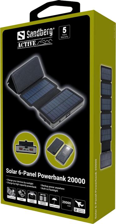 Actual product image Sandberg Solar 6-Panel (20000 mAh, 20 W, 74000 Wh)