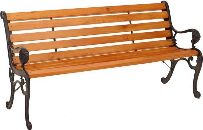 Mendler Gartenbank HWC-O25, 3-Sitzer, Gusseisen Holz Kiefer, 164cm – teak