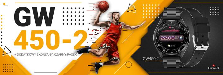 Actual product image Giewont Smartwatch Smartwatch GW450-2 Czarny + Pasek Czarny Skórzany (39.90 mm, 3G)