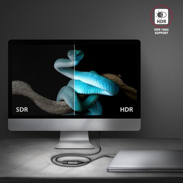 Actual product image Axagon RVC-HI2M USB-C to HDMI 2.0 Adapter, 4K/60Hz, Aluminium - 25 cm (0.25 m)