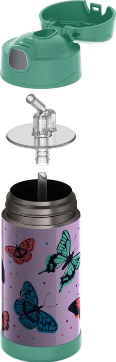 Actual product image Thermos Insulated drinking bottle FUNTAINER Straw Bottle Butterfly, 0.35 litre, double-walled stainless (0.35 l)