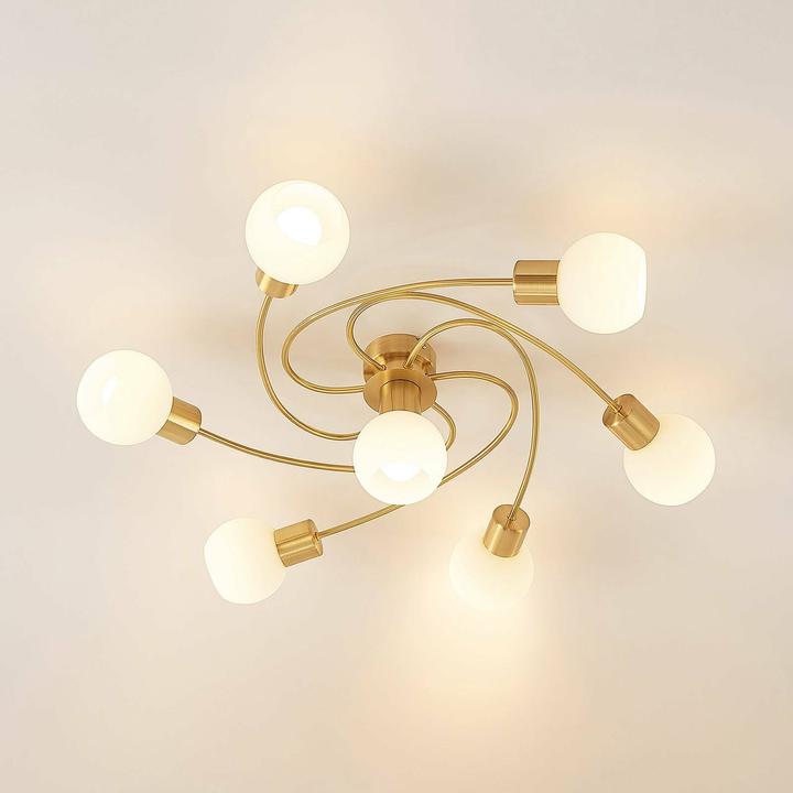 Actual product image Lindby LED ceiling light Ciala, 7fl, brass (3290 lm, E14)