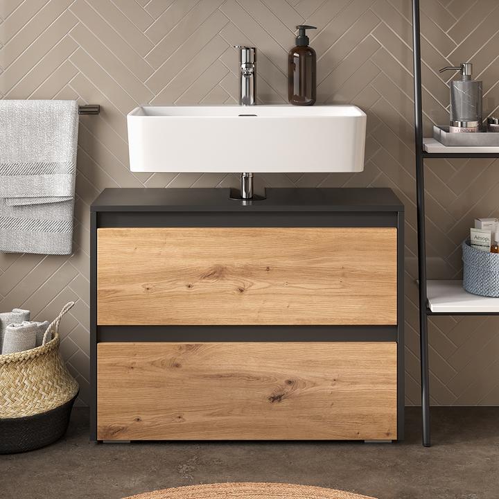 Immagine prodotto Vicco Waschbeckenunterschrank Majest, Anthrazit/Artisan, 80.1 x 62 cm mit 2 Schubladen