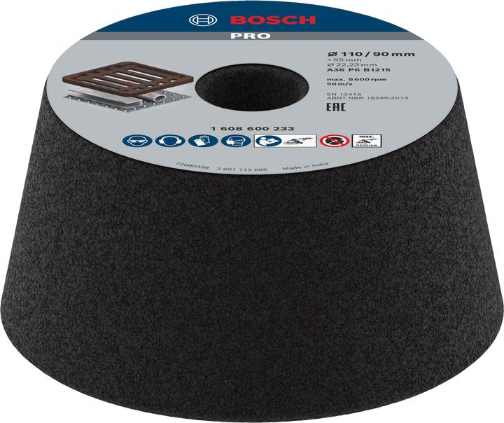 Produktbild Bosch Professional Zubehör PRO Metal Konischer Schleiftopf, 90 x 110 x 55 mm, G36 (36)