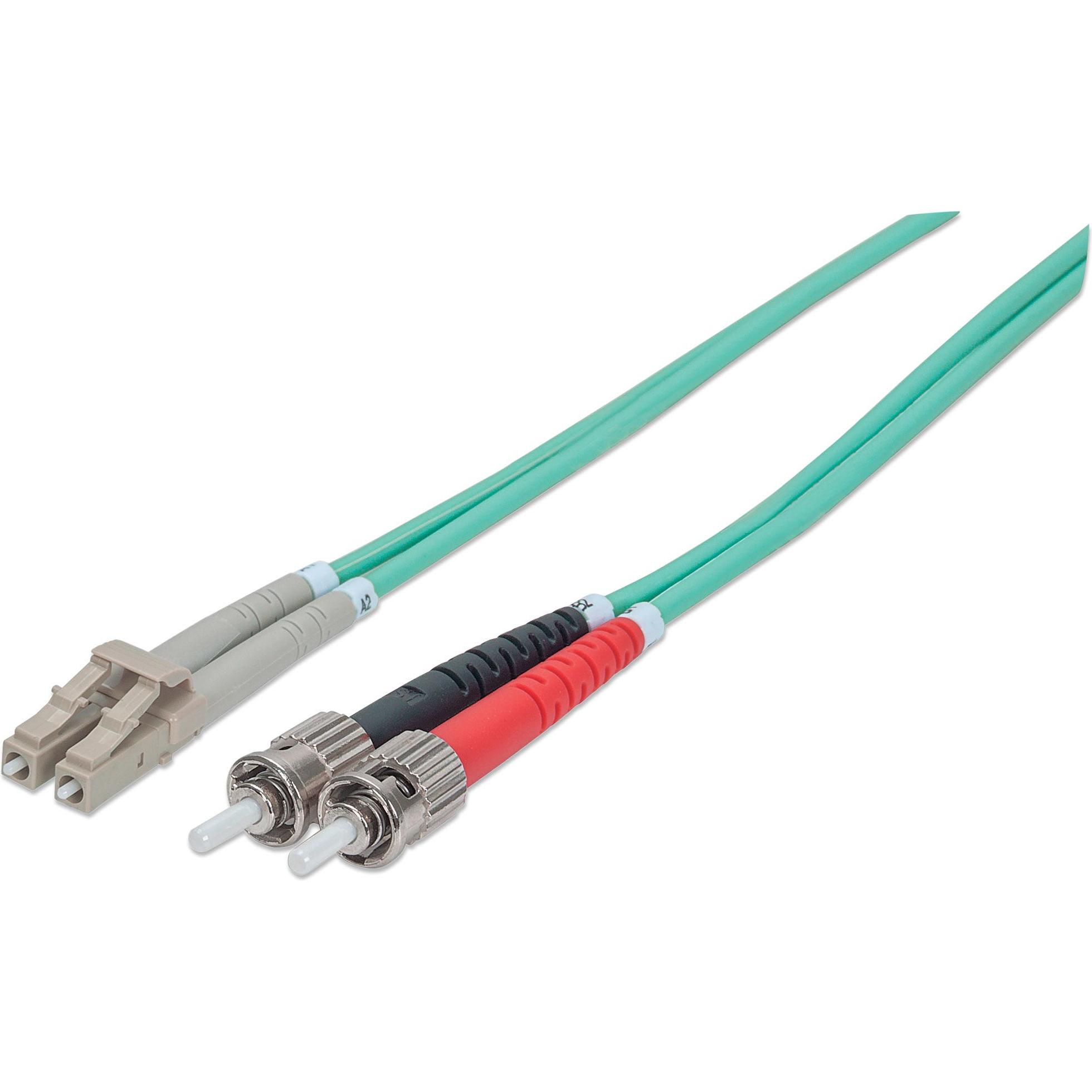 Intellinet LWL Anschlusskabel LC/ST Multimode OM3 Aqua (CAT8.2, 10 m), Netzwerkkabel
