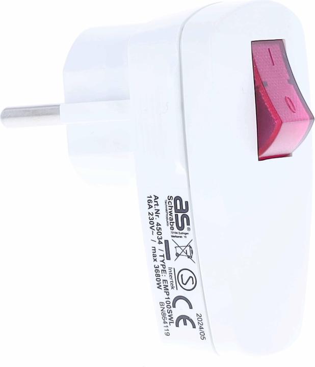 As - Schwabe Protective contact right-angle plug illuminated switch (CEE 7/7)