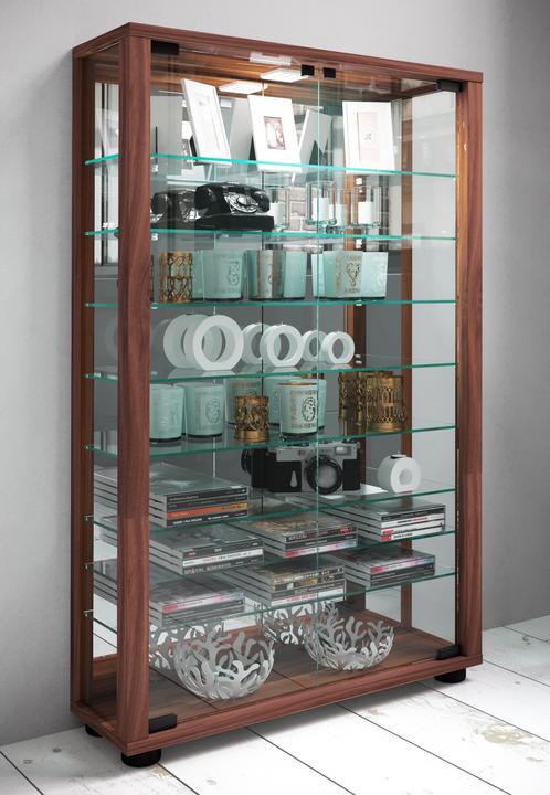 Image du produit VCM Vitrine de collection vitrine sur pied vitrine en verre étagère en verre vitrine "Lumo Mini miroir (59 x 18 x 91 cm)