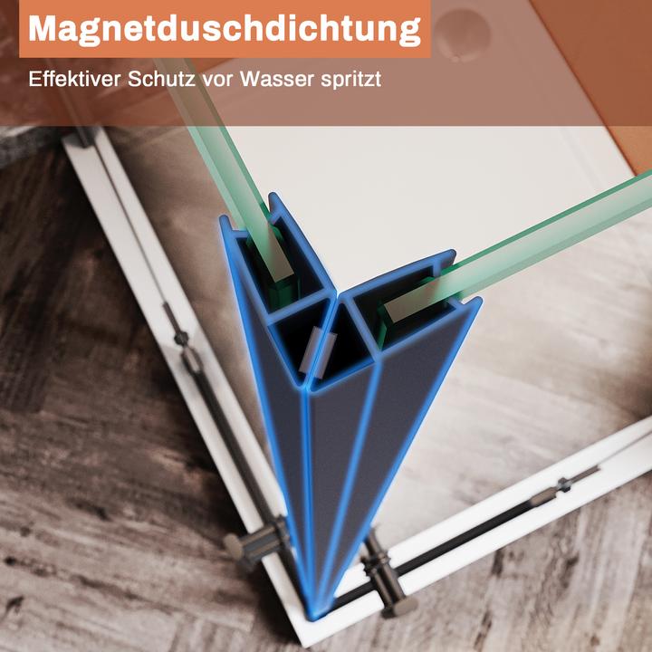 Actual product image SONNI Duschkabine mit Eckeinstieg, 120 x 120 cm, schwarze Dusche, Höhe 195 cm, mit Schwingtüren 6 mm (120 cm, 120 cm, 195 cm)
