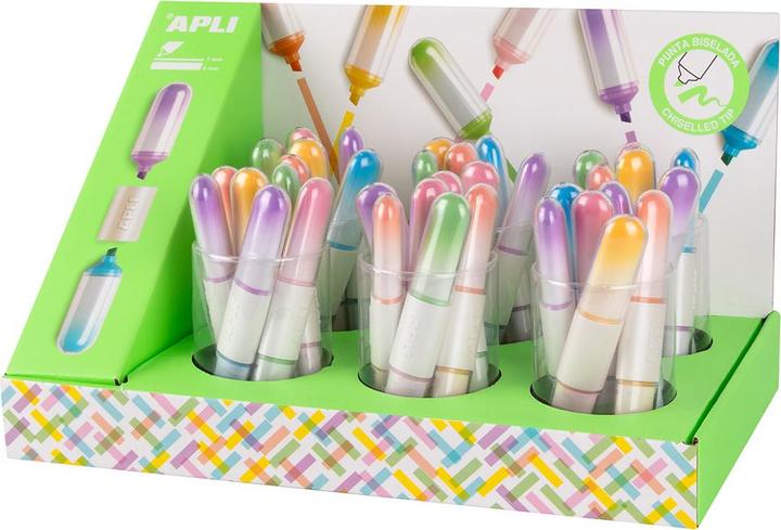 Produktbild Apli Blister Mini-Textmarker mit Doppelfunktion (36x)