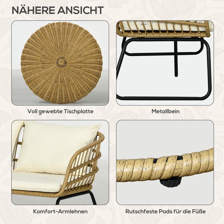 Actual product image Outsunny Garden furniture set with 2 side tables for 4 people