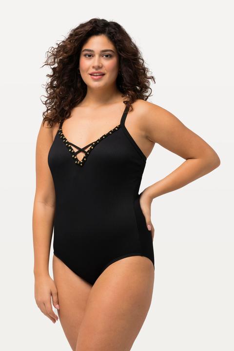 Actual product image Ulla Popken Beaded Neckline One Piece Swimsuit (58)