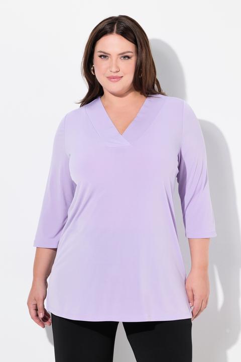 Produktbild Ulla Popken Longshirt, A-Linie, V-Ausschnitt, 3/4-Ärmel (56)