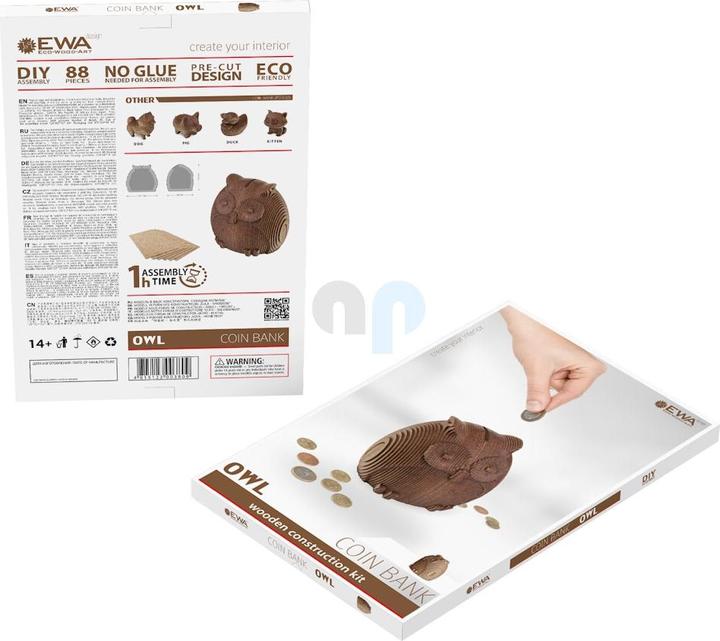 Actual product image Eco Wood Art Coin Bank Puzzle - Owl