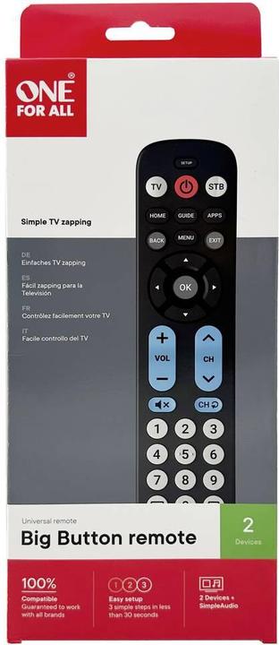 Actual product image One for All Big Buttom Remote Universal remote control URC 6821 (Universal remote control, Infrared)