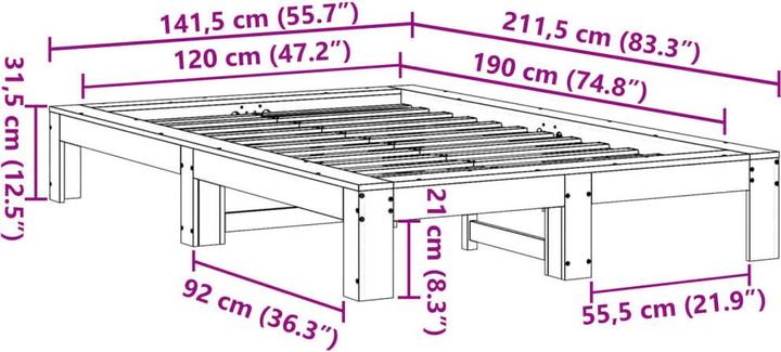 Image du produit vidaXL Bettgestell (120 x 190 cm)