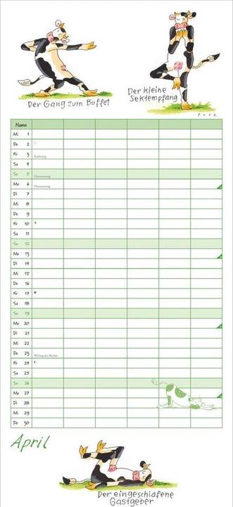 Produktbild YogafürKüheFamilienplaner2026-Wandkalender-Familien-Kalendermit6Spalt (22 x 49 cm)